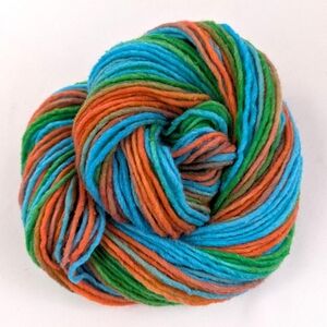 NWT Yarn Hand Dyed Wool Single Ply Multicolor Orange Blue Green Tahiti 65 Yards
